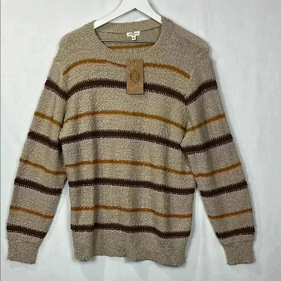 Mason & Belle Womens Sweater Sand L Beige Gold Brown Pullover Marled Side Slit - Picture 1 of 14